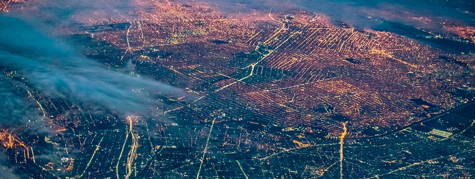 Aerial view of Buenos Aires at night, Argentina